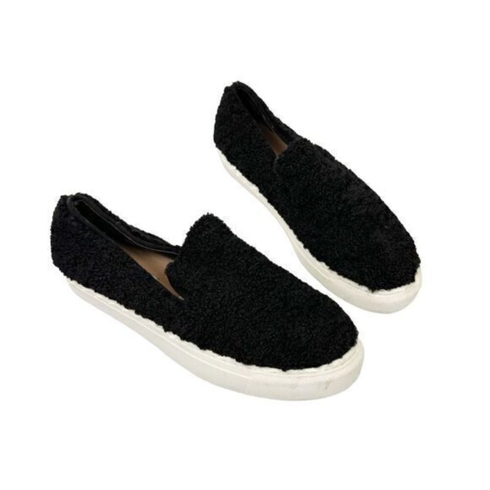 Steven New York Kimbel Faux Shearling Slip-On Sneaker Black‎ Size 7